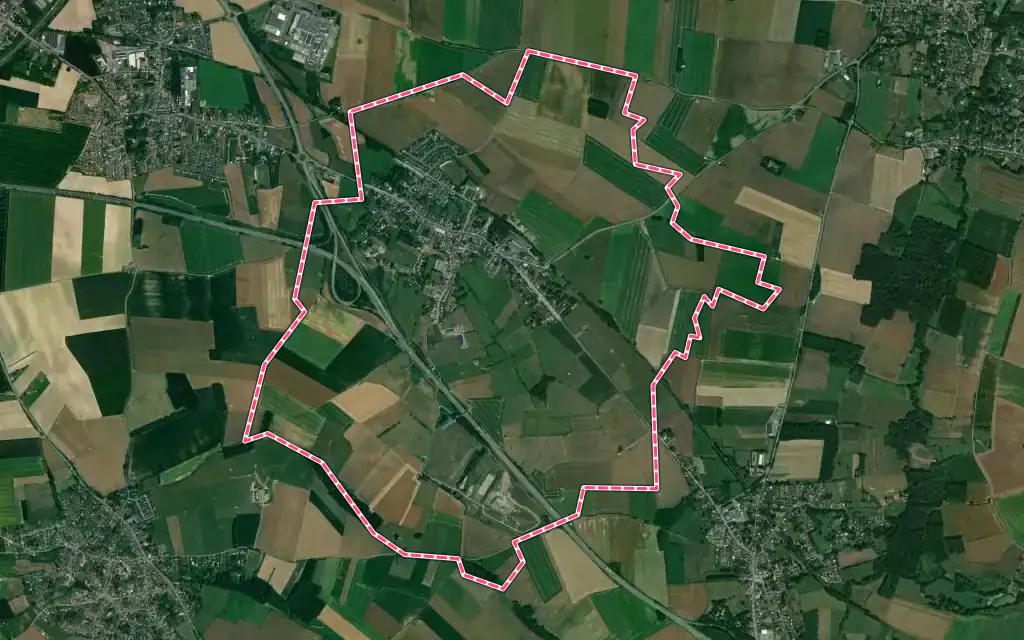 Vue satellite de Curgies avec ses contours administratifs