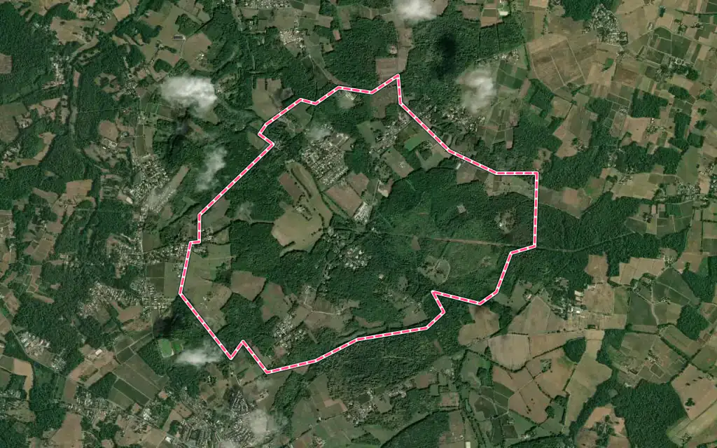 Vue satellite de Cursan avec ses contours administratifs