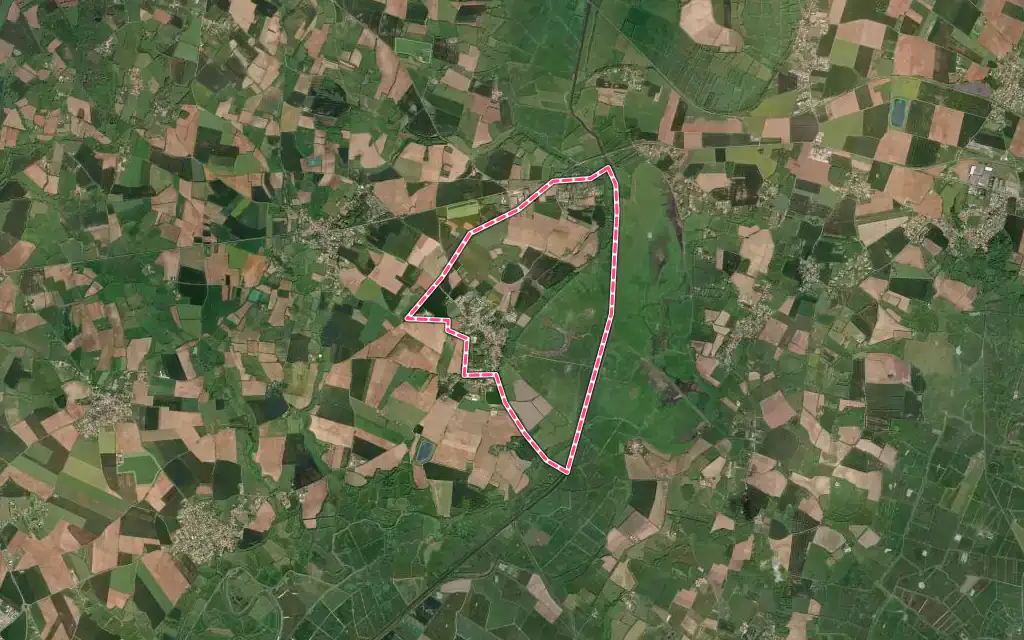 Vue satellite de Curzon avec ses contours administratifs