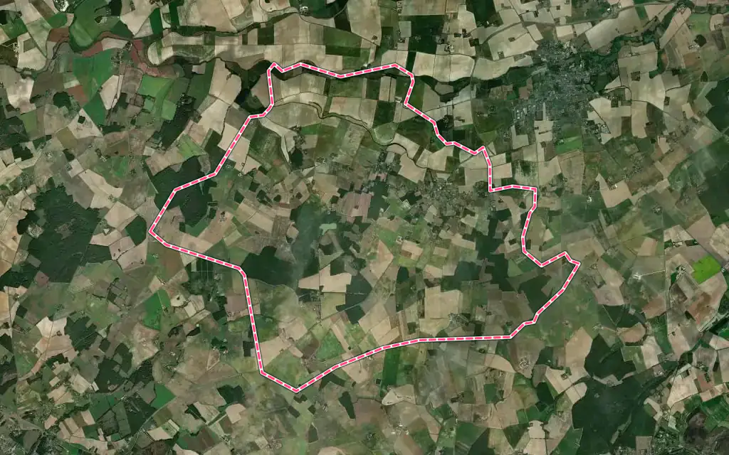 Vue satellite de Cussay avec ses contours administratifs