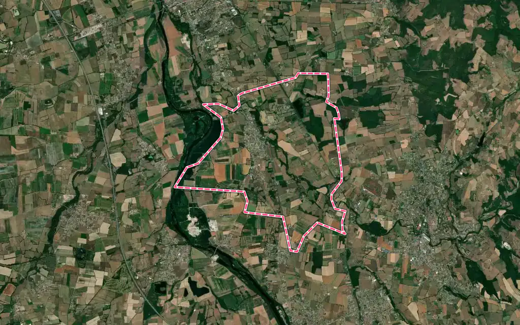 Vue satellite de Cuzieu avec ses contours administratifs