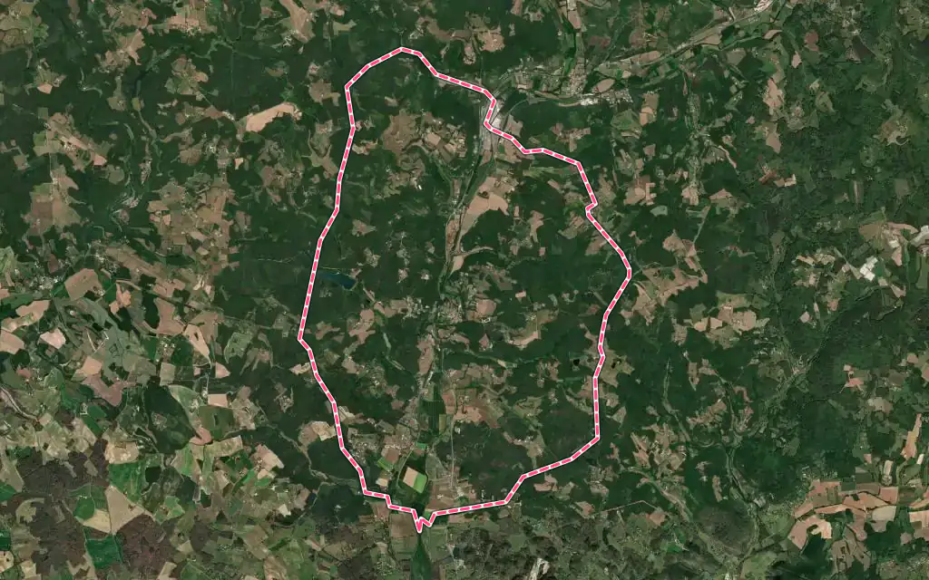 Vue satellite de Cuzorn avec ses contours administratifs