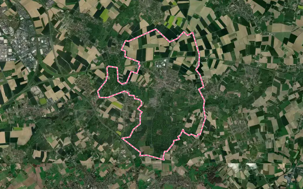 Vue satellite de Cysoing avec ses contours administratifs