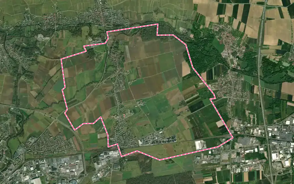 Vue satellite de Dachstein avec ses contours administratifs