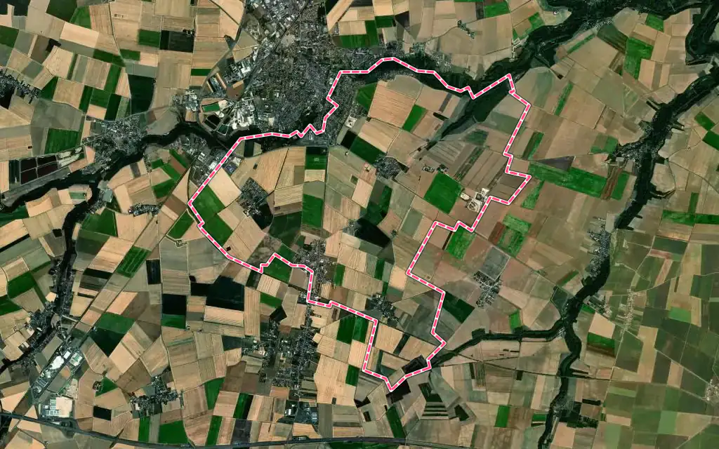 Vue satellite de Dadonville avec ses contours administratifs