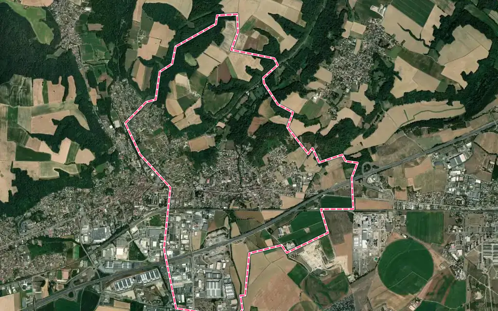 Vue satellite de Dagneux avec ses contours administratifs