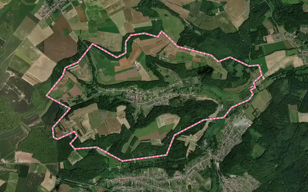 Vue satellite de Dalem avec ses contours administratifs