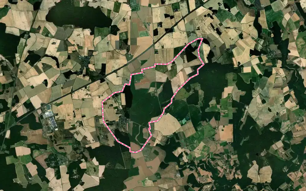 Vue satellite de Dame-Marie-les-Bois avec ses contours administratifs