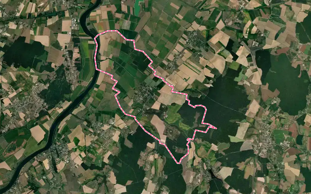 Vue satellite de Damerey avec ses contours administratifs