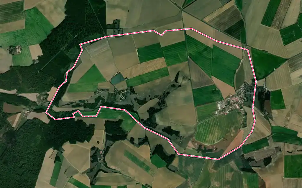 Vue satellite de Dammard avec ses contours administratifs