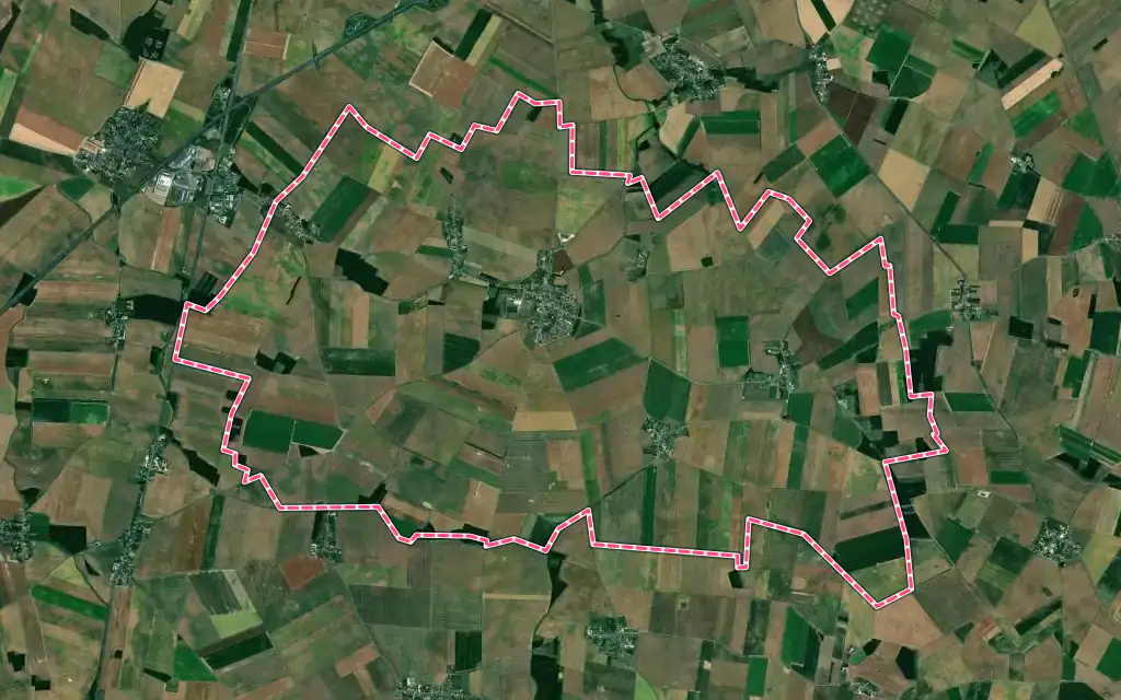 Vue satellite de Dammarie avec ses contours administratifs