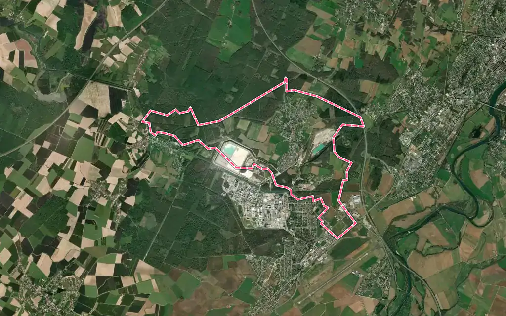 Vue satellite de Damparis avec ses contours administratifs