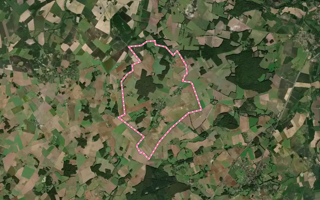 Vue satellite de Dampierre-en-Graçay avec ses contours administratifs
