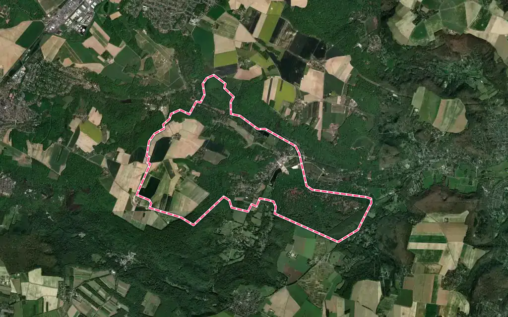 Vue satellite de Dampierre-en-Yvelines avec ses contours administratifs