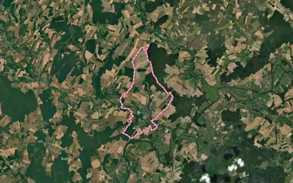 Vue satellite de Dampierre-sur-Salon avec ses contours administratifs