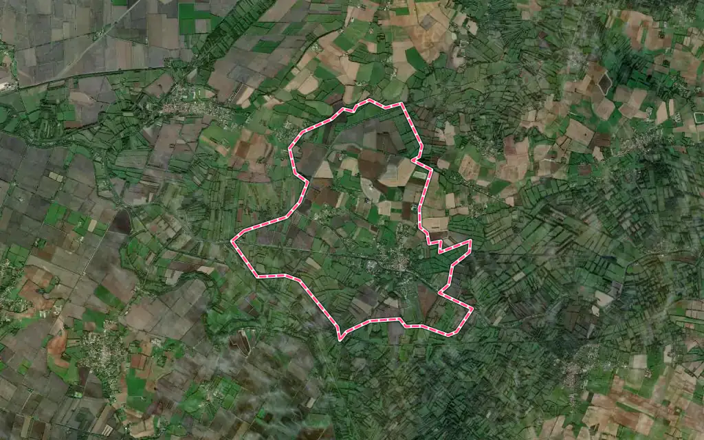 Vue satellite de Damvix avec ses contours administratifs