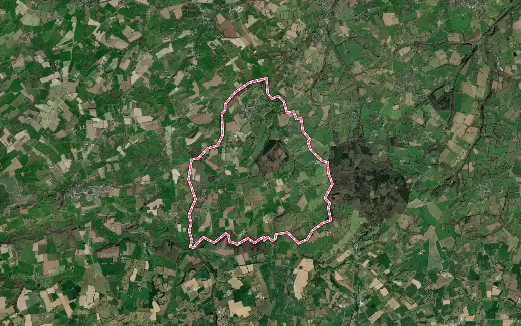 Vue satellite de Dangy avec ses contours administratifs