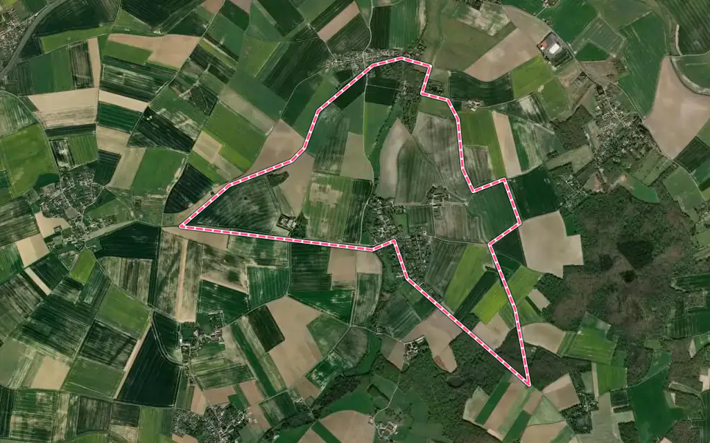 Vue satellite de Dannemarie avec ses contours administratifs