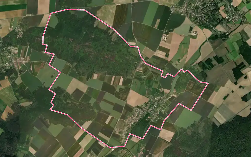 Vue satellite de Dannemois avec ses contours administratifs