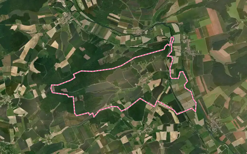 Vue satellite de Dannevoux avec ses contours administratifs