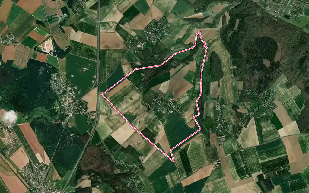 Vue satellite de Dardez avec ses contours administratifs