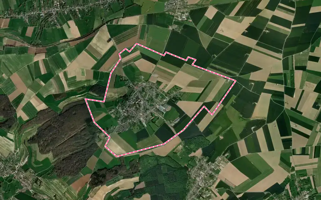 Vue satellite de Dargnies avec ses contours administratifs