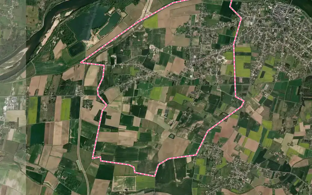 Vue satellite de Darvoy avec ses contours administratifs