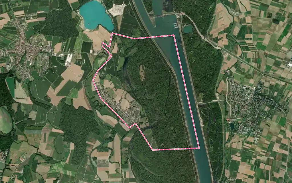 Vue satellite de Daubensand avec ses contours administratifs