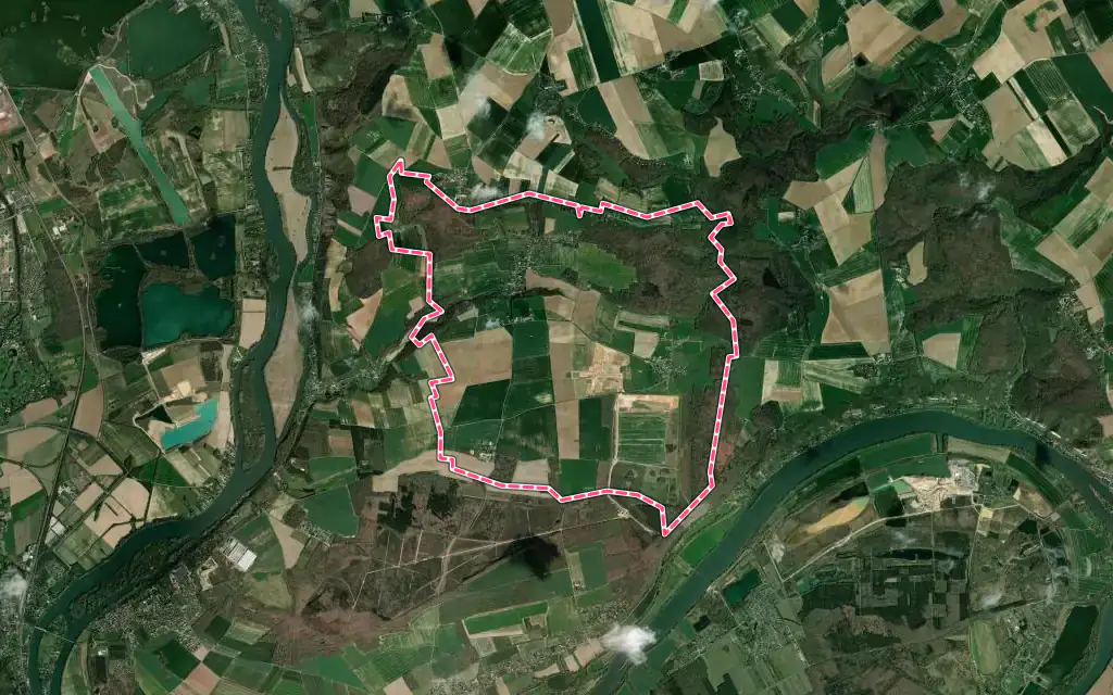 Vue satellite de Daubeuf-près-Vatteville avec ses contours administratifs