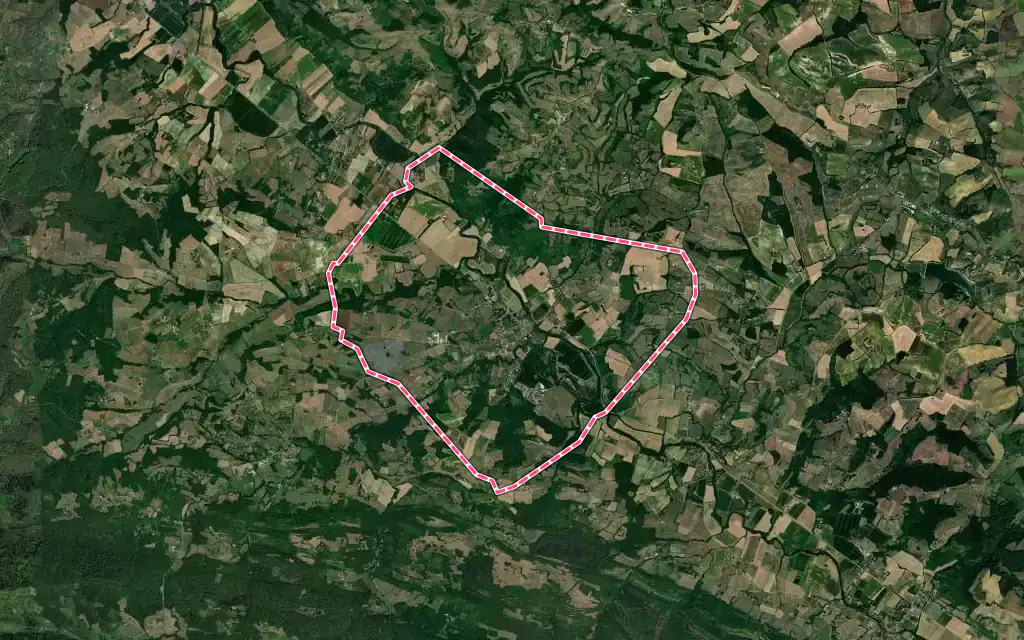 Vue satellite de Daumazan-sur-Arize avec ses contours administratifs