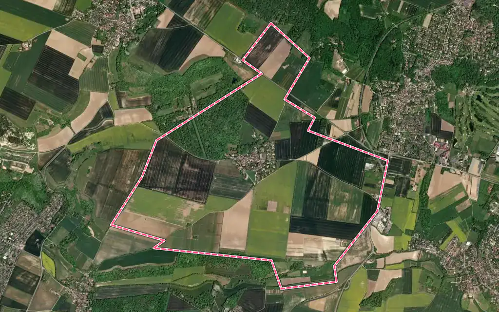 Vue satellite de Davron avec ses contours administratifs