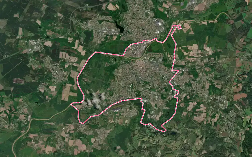 Vue satellite de Dax avec ses contours administratifs