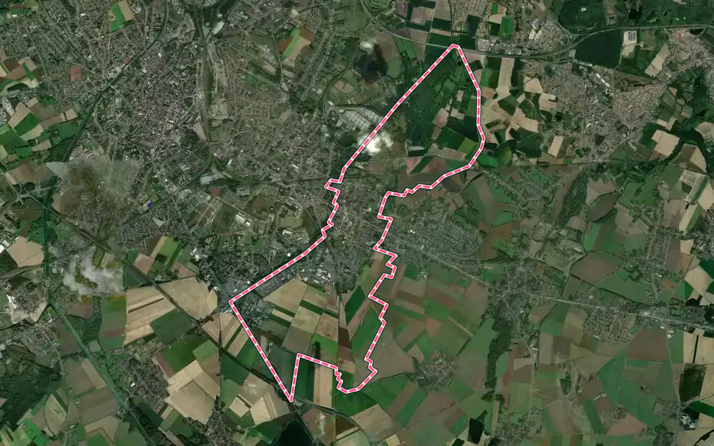 Vue satellite de Dechy avec ses contours administratifs