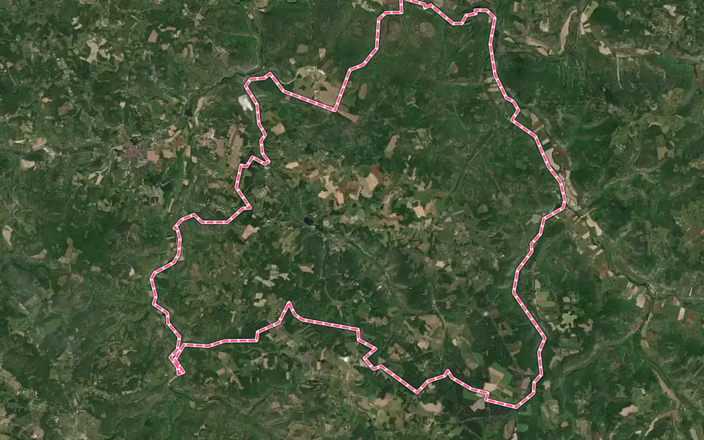 Vue satellite de Dégagnac avec ses contours administratifs