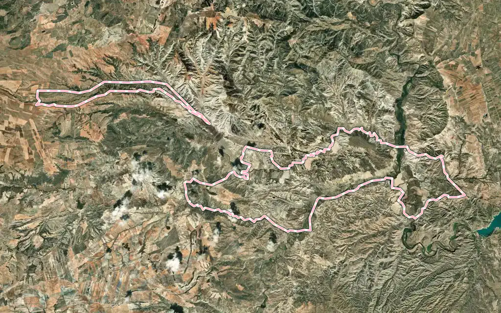 Vista satélite de Dehesas de Guadix con su contorno administrativo