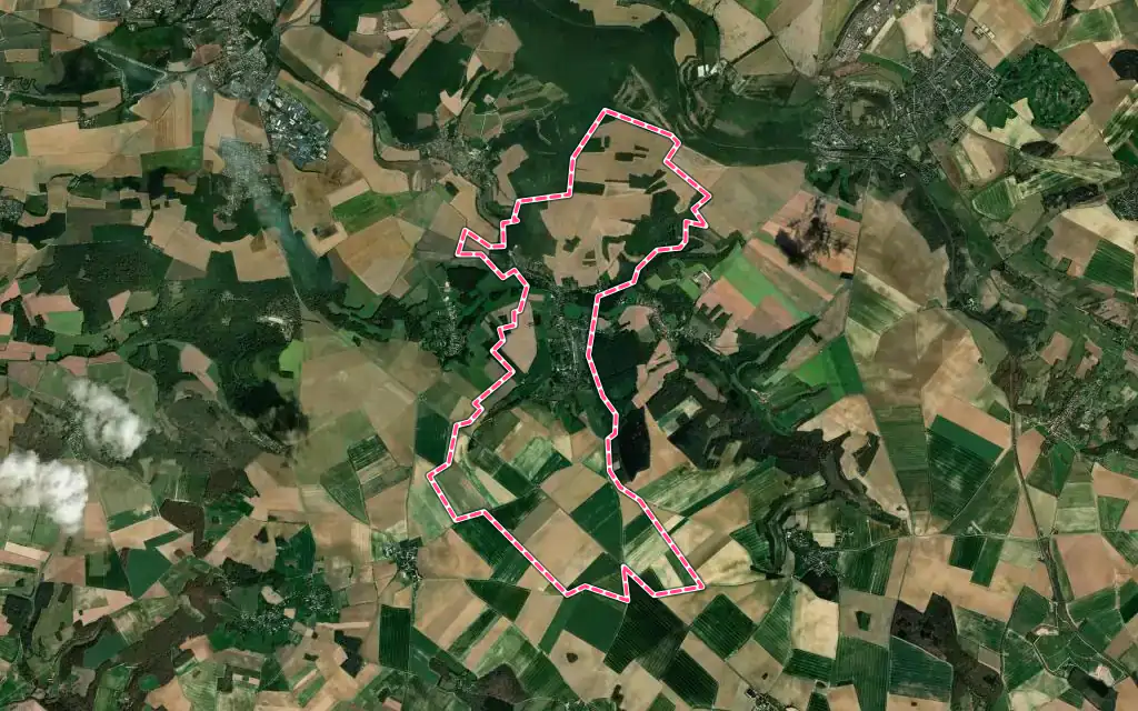 Vue satellite de Delincourt avec ses contours administratifs