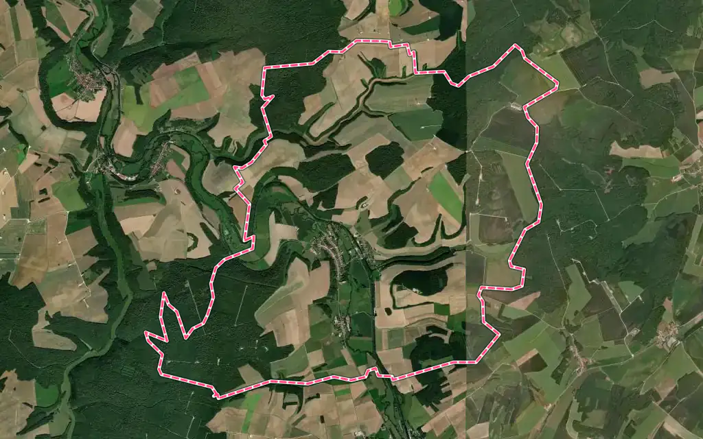 Vue satellite de Demange-Baudignécourt avec ses contours administratifs
