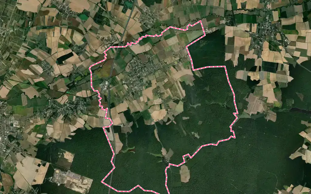 Vue satellite de Demigny avec ses contours administratifs