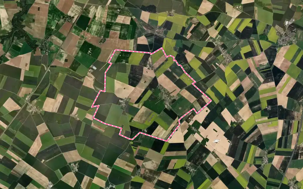 Vue satellite de Denonville avec ses contours administratifs