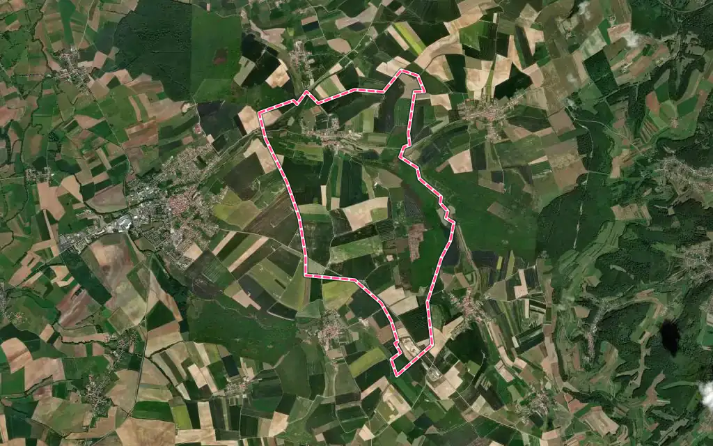 Vue satellite de Denting avec ses contours administratifs