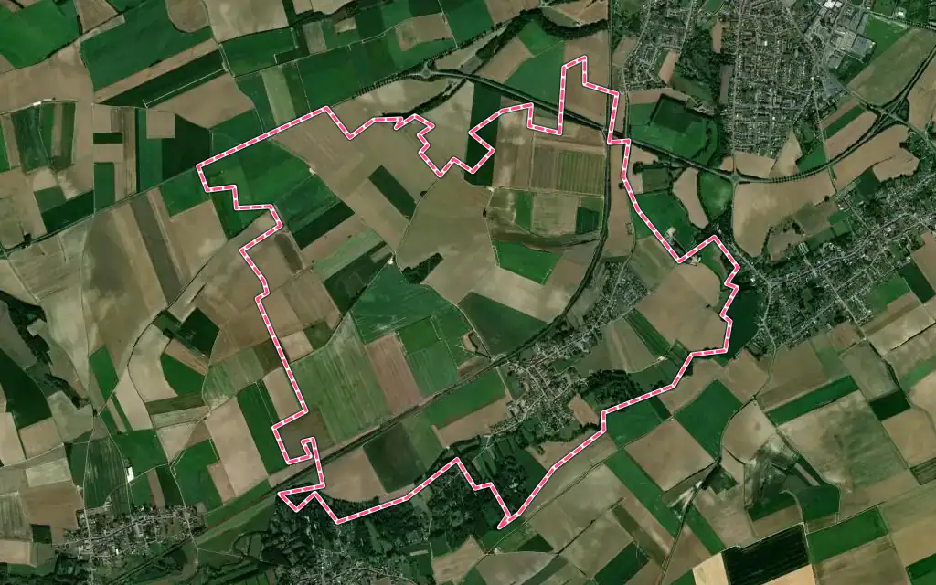Vue satellite de Dernancourt avec ses contours administratifs