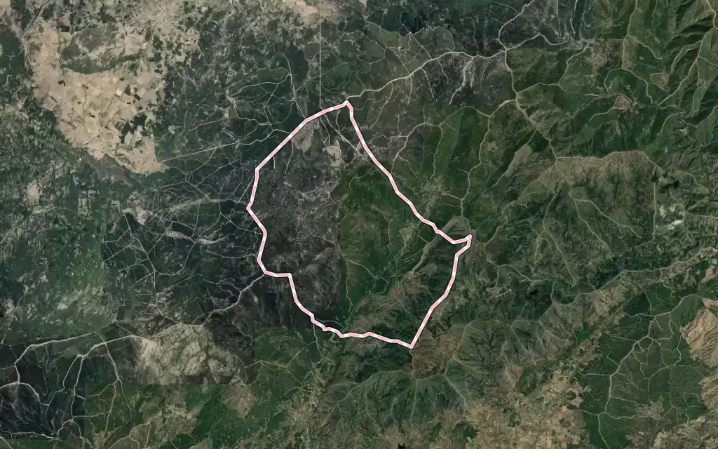 Vista satélite de Descargamaría con su contorno administrativo