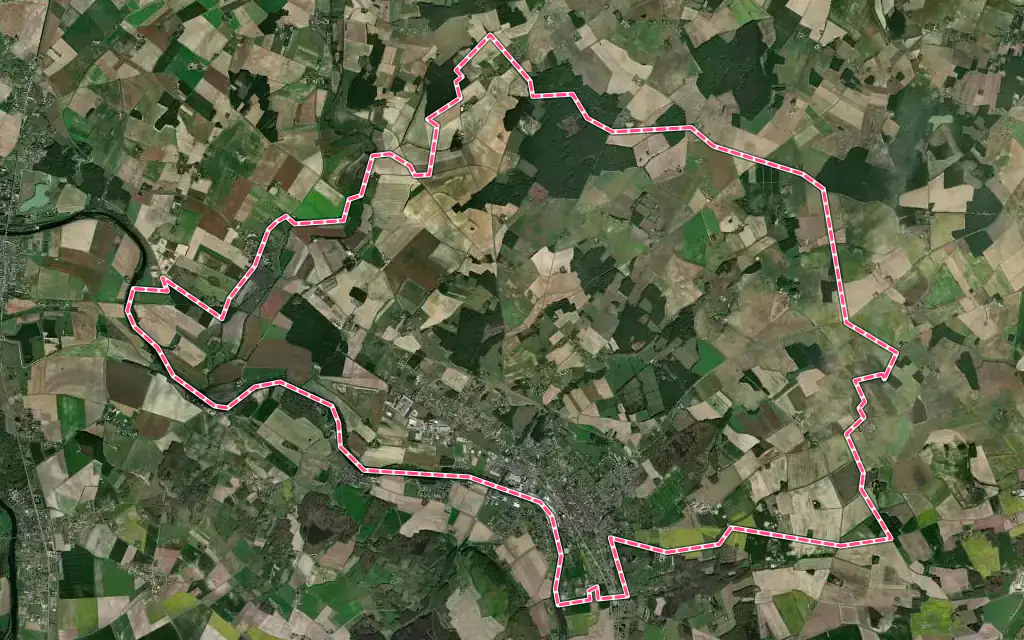 Vue satellite de Descartes avec ses contours administratifs