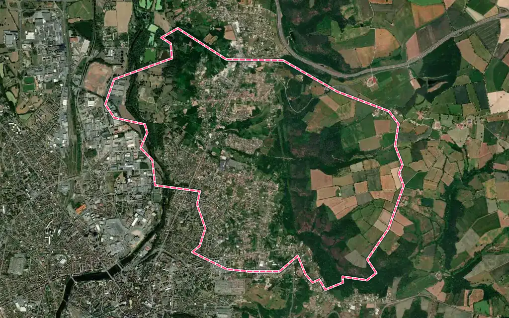 Vue satellite de Désertines avec ses contours administratifs