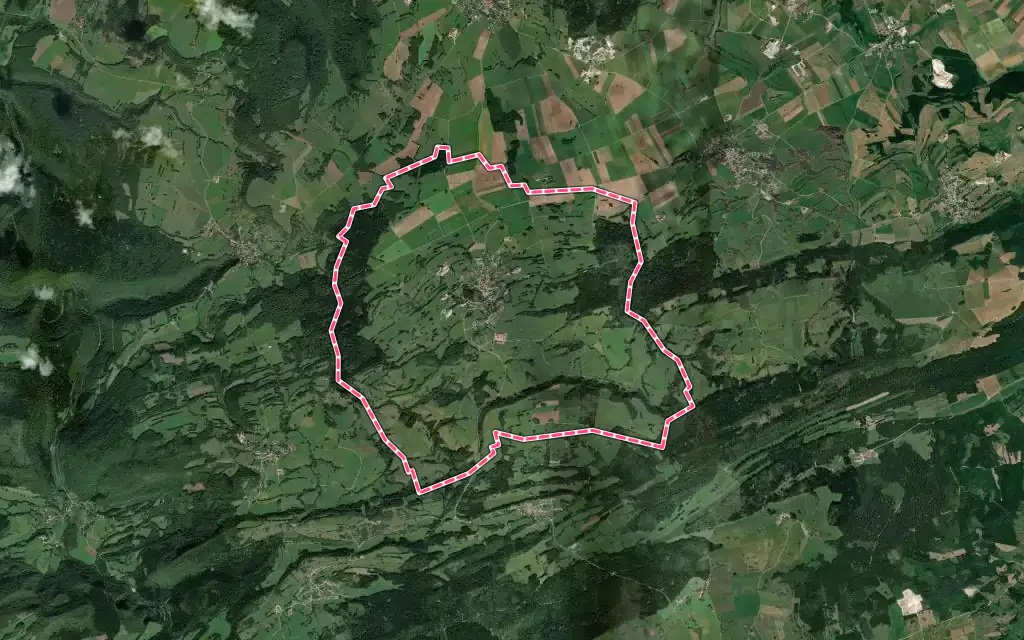 Vue satellite de Déservillers avec ses contours administratifs