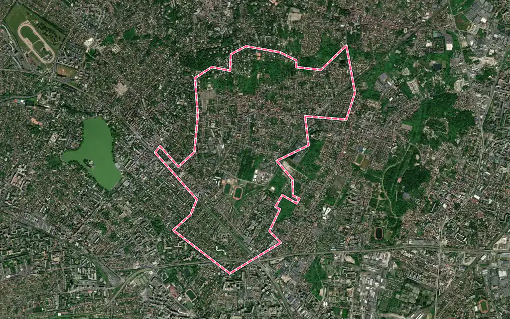 Vue satellite de Deuil-la-Barre avec ses contours administratifs