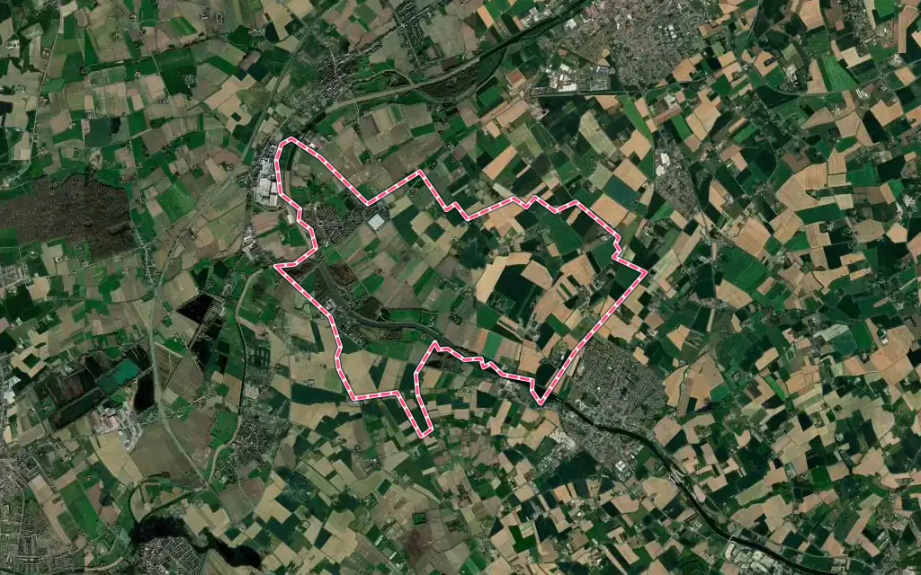 Vue satellite de Deûlémont avec ses contours administratifs