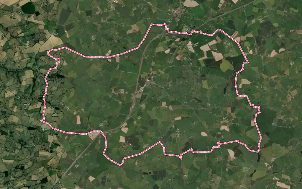 Vue satellite de Deux-Chaises avec ses contours administratifs