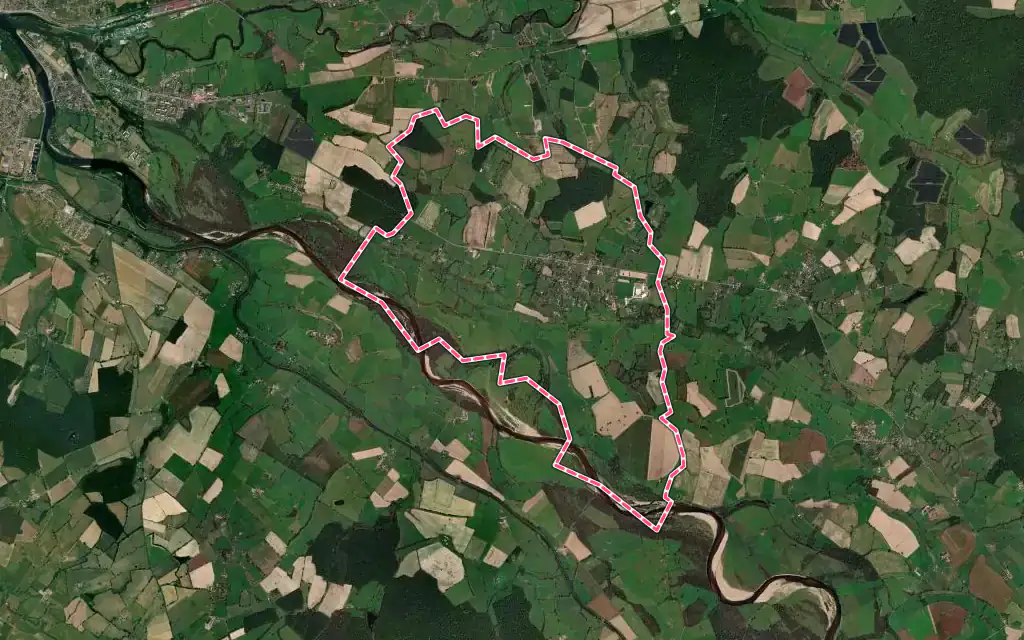 Vue satellite de Devay avec ses contours administratifs