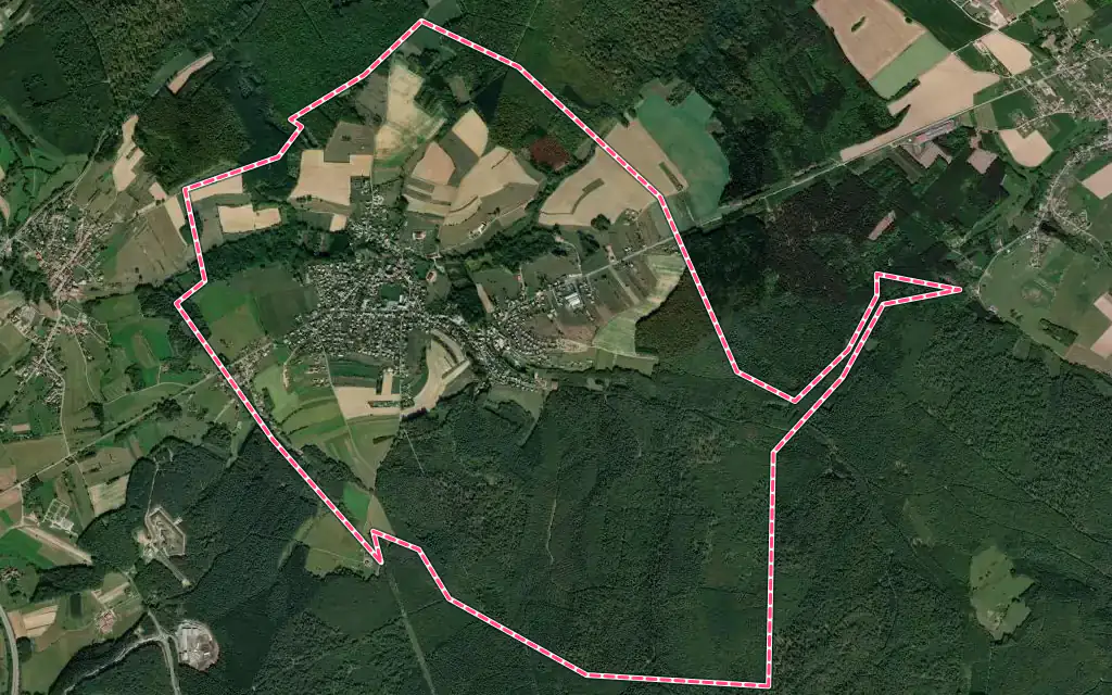 Vue satellite de Deyvillers avec ses contours administratifs